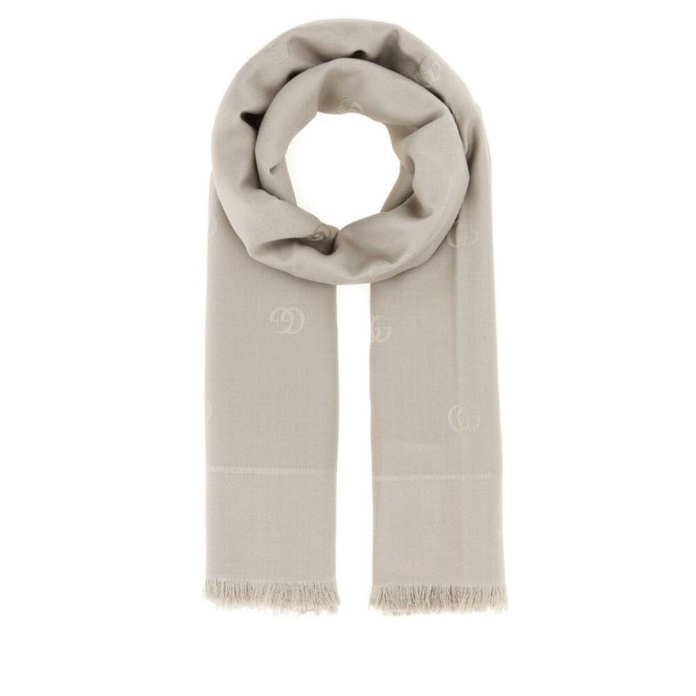 Gucci Women Dove Grey Silk Blend Scarf